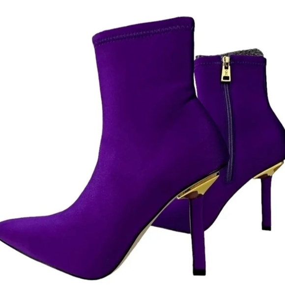 NIB- Good American Ankle Purple Stiletto Heeled Booties GA116SN-X Size 8.5 - Picture 6 of 6
